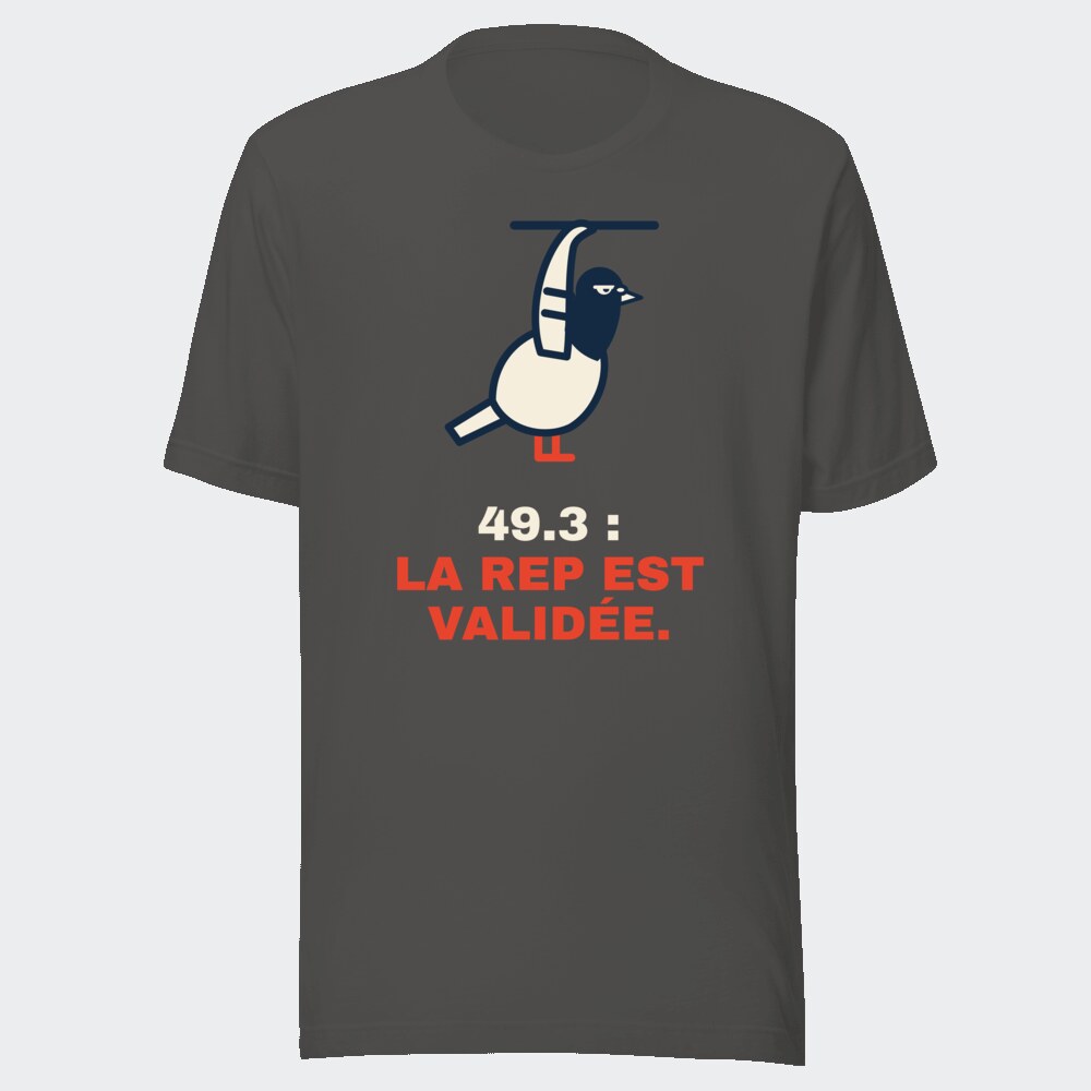 T-shirt anthracite « 49.3 : la rep est validée. »