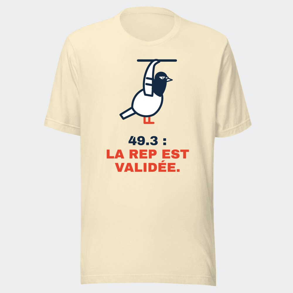 T-shirt écru « 49.3 : la rep est validée. »