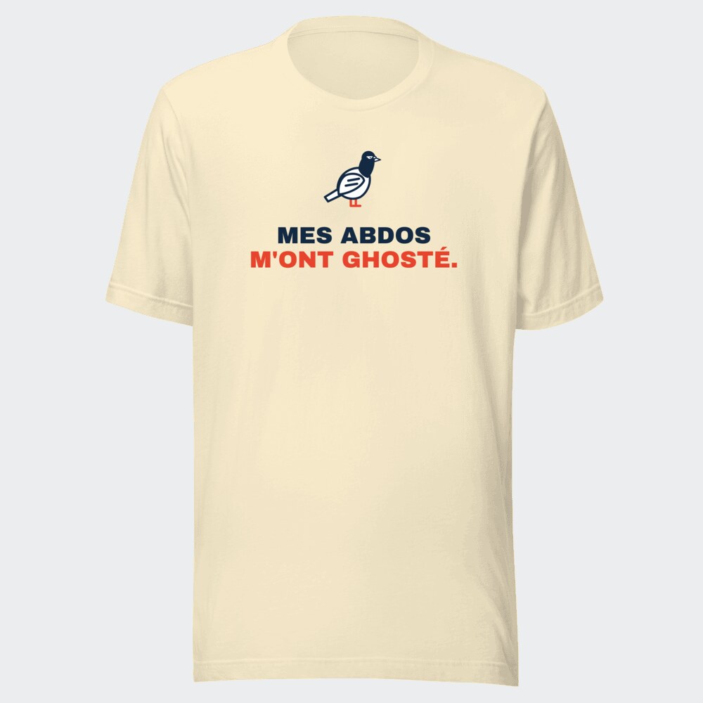 T-shirt écru « Mes abdos m'ont ghosté. »