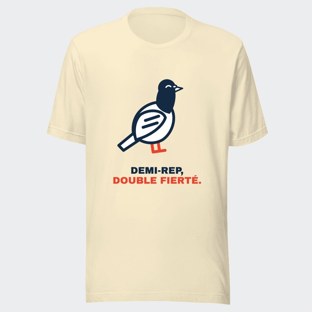 T-shirt écru « Demi-rep, double fierté. »