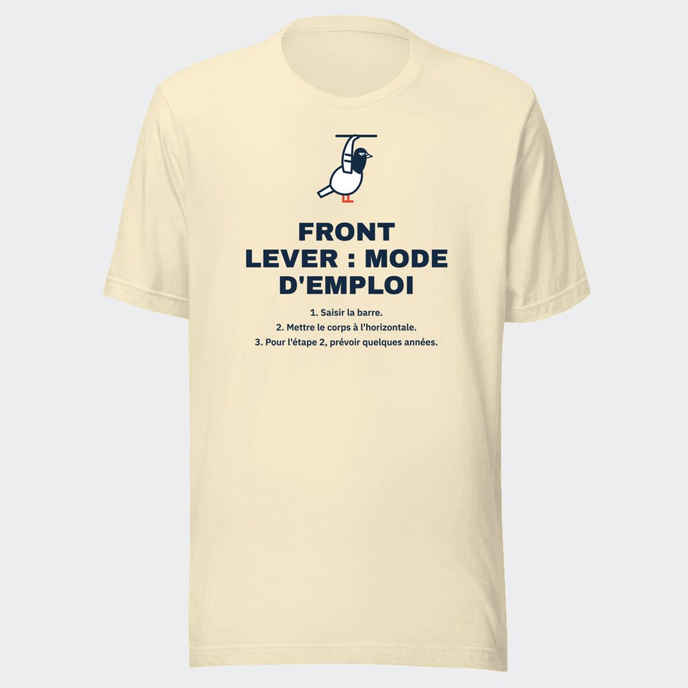 T-shirt écru « Front lever : mode d'emploi »
