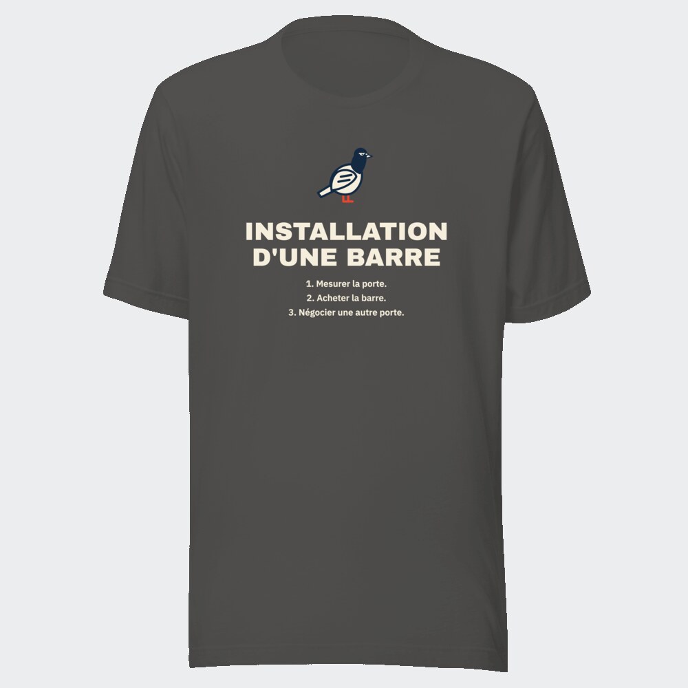T-shirt anthracite « Installation d'une barre »