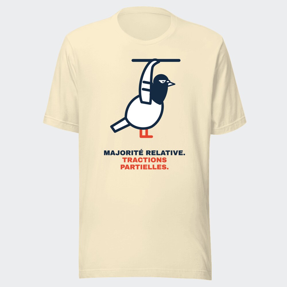 T-shirt écru « Majorité relative. Tractions partielles. »